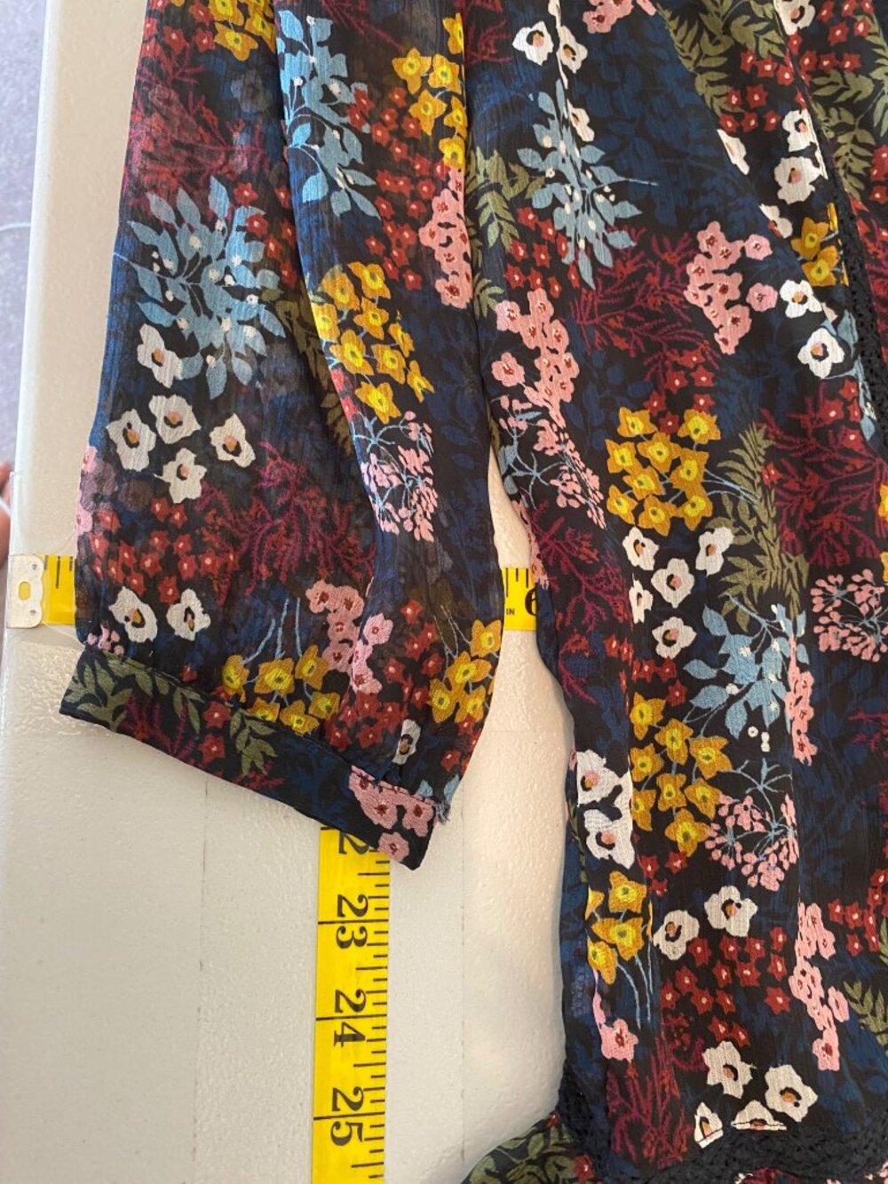 Loft Floral Print Long-Sleeve Tiered Short Dress Medium - Picture 9 of 9